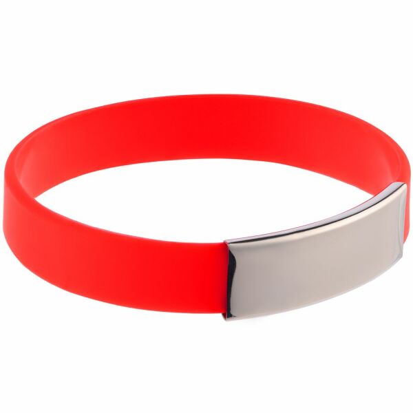 Силиконовый браслет Brisky с металлическим шильдом, цвет красный