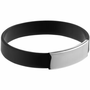 Силиконовый браслет Brisky с металлическим шильдом, цвет черный