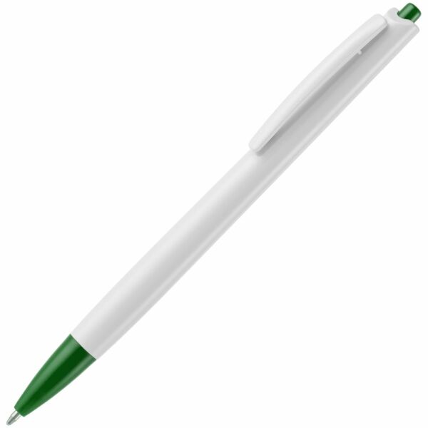 Ручка шариковая Tick, цвет белая с зеленым