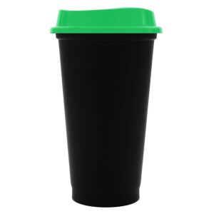Стакан с крышкой Color Cap Black, цвет черный с зеленым