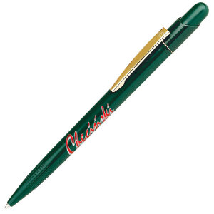 MIR, ручка шариковая с золотистым клипом, цвет зеленый, пластик/металл