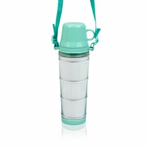 Бутылка для воды пластик с салатовой крышкой с ремешком под полиграф вставку 460 мл