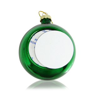 Шар елочный стекло зелёный (со вставкой для сублимации D51мм) D80мм