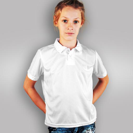 Рубашка поло, детская, белая, ложная сетка, ПЭ, 38, 134-140