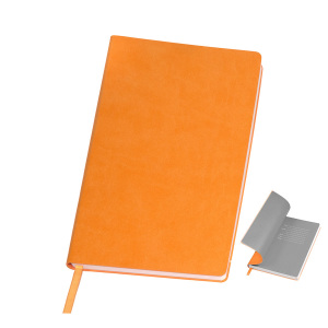 Бизнес-блокнот FUNKY, формат A5, в линейку, оранжевый, серый форзац
