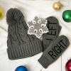 Подарочный набор HUG: варежки, шапка, украшение новогоднее, цвет серый
