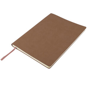 Бизнес-блокнот BIGGY, B5 формат, коричневый, серый форзац, мягкая обложка, в клетку