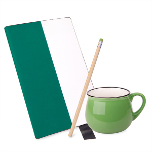 Подарочный набор LAST SUMMER: бизнес-блокнот, кружка, карандаш чернографитный, цвет зеленый