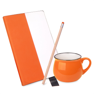 Подарочный набор LAST SUMMER: бизнес-блокнот, кружка, карандаш чернографитный, цвет оранжевый