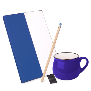 Подарочный набор LAST SUMMER: бизнес-блокнот, кружка, карандаш чернографитный, цвет синий