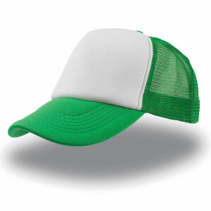 Бейсболка  RAPPER, 5 клиньев, пластиковая застежка, цвет белый с зеленым, размер универсальный