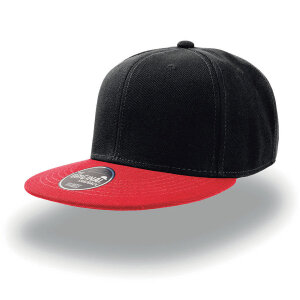 Бейсболка SNAP BACK, 6 клиньев, пластиковая застежка, цвет черный с красным, размер универсальный