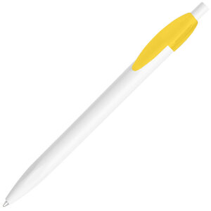 Ручка шариковая X-1 WHITE, цвет белый/желтый непрозрачный клип, пластик