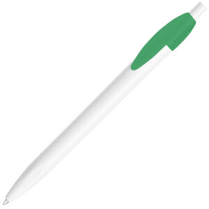 Ручка шариковая X-1 WHITE, цвет белый/зеленый непрозрачный клип, пластик