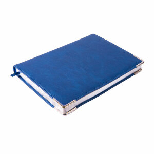 Ежедневник недатированный Kennedy, формат А5, цвет синий, белый блок, серебряный срез