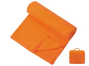 Плед для путешествий Flight в чехле с ручкой и карманом, цвет оранжевый