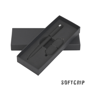 Набор ручка + флеш-карта 16 Гб в футляре, покрытие soft grip, цвет черный