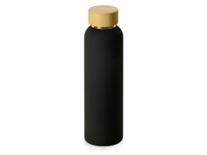Стеклянная бутылка с бамбуковой крышкой «Foggy», 600мл, цвет черный (Р)