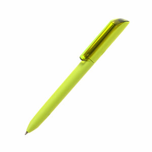 Ручка шариковая FLOW PURE c покрытием soft touch и прозрачным клипом, цвет зеленое яблоко