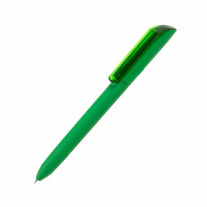 Ручка шариковая FLOW PURE c покрытием soft touch и прозрачным клипом, цвет зеленый