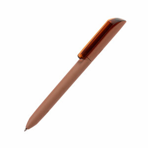Ручка шариковая FLOW PURE c покрытием soft touch и прозрачным клипом, цвет коричневый