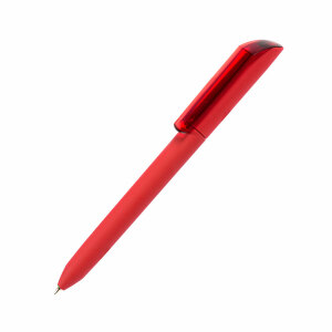 Ручка шариковая FLOW PURE c покрытием soft touch и прозрачным клипом, цвет красный