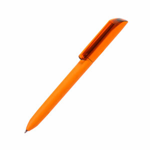 Ручка шариковая FLOW PURE c покрытием soft touch и прозрачным клипом, цвет оранжевый