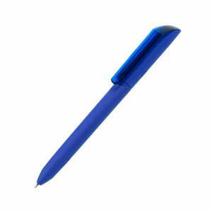 Ручка шариковая FLOW PURE c покрытием soft touch и прозрачным клипом, цвет синий