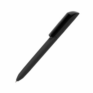 Ручка шариковая FLOW PURE c покрытием soft touch и прозрачным клипом, цвет черный
