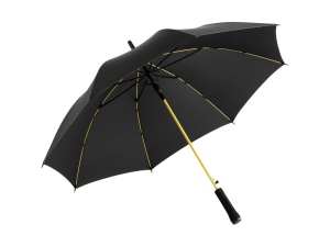 Зонт-трость «Colorline» с цветными спицами и куполом из переработанного пластика, цвет черный/желтый