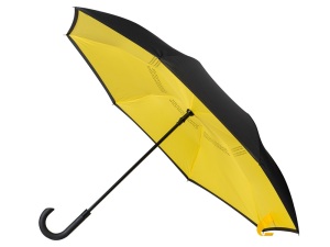 Зонт-трость наоборот Inversa, полуавтомат, цвет черный/желтый