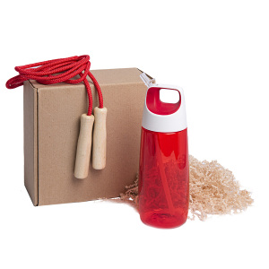 Набор подарочный INMODE: бутылка для воды, скакалка, стружка, коробка, цвет красный