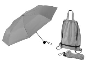 Зонт «Picau» из переработанного пластика в сумочке, цвет серый