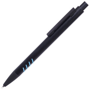 Ручка шариковая с грип-вставками TATTOO, цвет черный с голубым