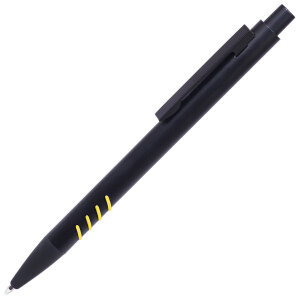 Ручка шариковая с грип-вставками TATTOO, цвет черный с желтым