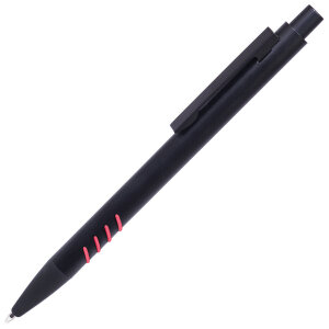 Ручка шариковая с грип-вставками TATTOO, цвет черный с красным