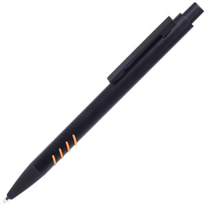 Ручка шариковая с грип-вставками TATTOO, цвет черный с оранжевым