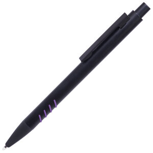 Ручка шариковая с грип-вставками TATTOO, цвет черный с фиолетовым