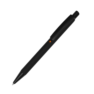 Ручка шариковая ENIGMA, металл, софт-покрытие, цвет черный с оранжевым