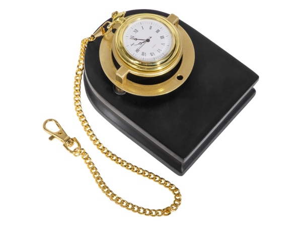 Часы «Магистр» с цепочкой на деревянной подставке, цвет золотистый/черный (без шильда)