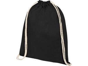Рюкзак со шнурком Tenes из хлопка плотностью 140 г/м², цвет черный