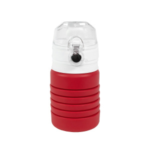 Бутылка для воды складная с карабином SPRING, 550/250 мл,  силикон, цвет красный