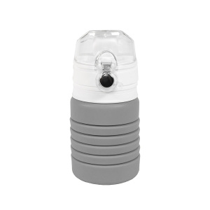 Бутылка для воды складная с карабином SPRING, 550/250 мл, силикон, цвет серый