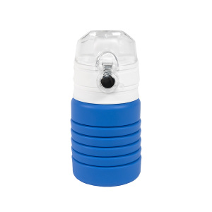 Бутылка для воды складная с карабином SPRING, 550/250 мл, силикон, цвет синий