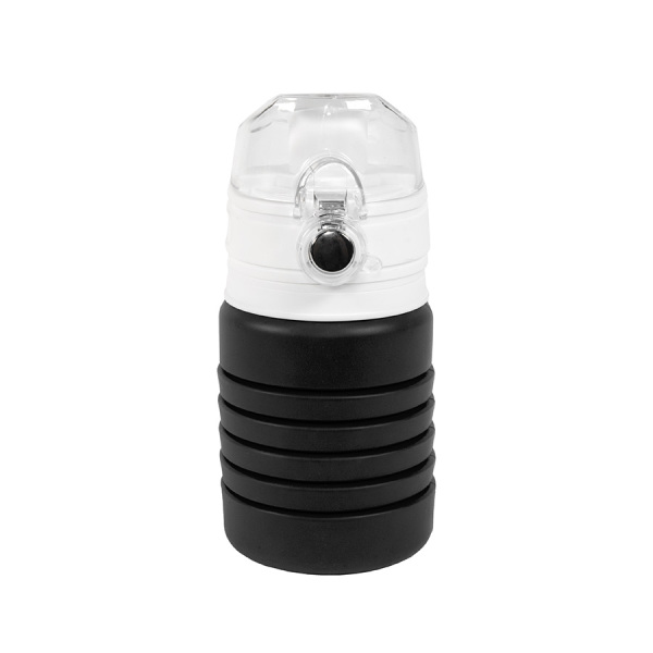 Бутылка для воды складная с карабином SPRING, 550/250 мл, силикон, цвет черный