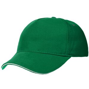 Бейсболка Classic, цвет ярко-зеленая с белым кантом