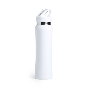 Бутылка для воды SMALY с трубочкой, нержавеющая сталь, цвет белый