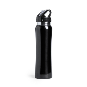 Бутылка для воды SMALY с трубочкой, нержавеющая сталь, цвет черный