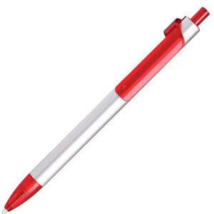 Ручка шариковая PIANO, цвет серебристый с красным