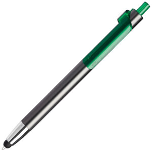 Ручка шариковая со стилусом PIANO TOUCH, цвет графит с зеленым